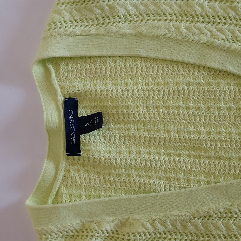 LANDS END Lime Green Ladies Cardigan Sweater Sz Small Size 4-6 - Picture 2 of 3